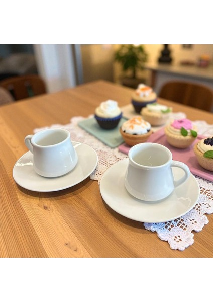 2'li Beyaz Kahve Fıncan Takımı-Kahve Fıncanı