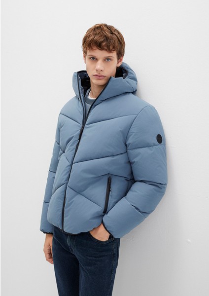 Kapüşonlu Mavi Şişme Mont 0110360-70782
