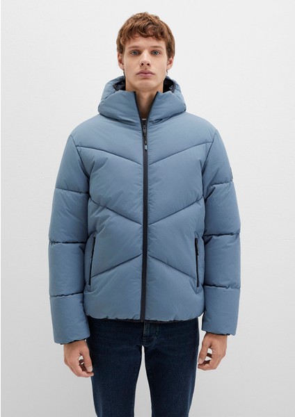 Kapüşonlu Mavi Şişme Mont 0110360-70782