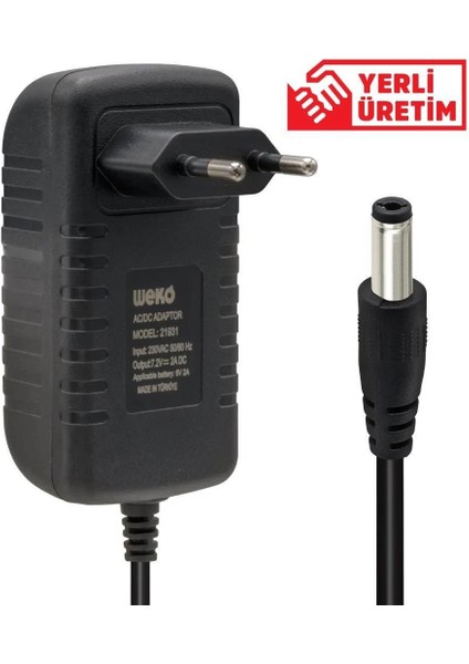 7.2 Volt - 2 Amper 5.5 x 2.5 Uçlu Ledli Yerli Üretim Akü Şarj Cihazı (OUT:6V-2A)
