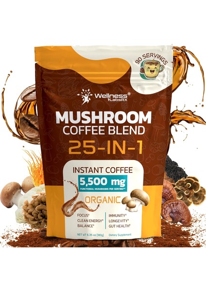 Wellness Labs Reishi Mushroom Coffee In-1 Lions Mane Shiitake 90 Servings fiyatları