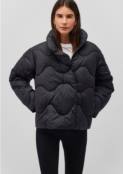 Dik Yaka Siyah Şişme Mont 1110440-900