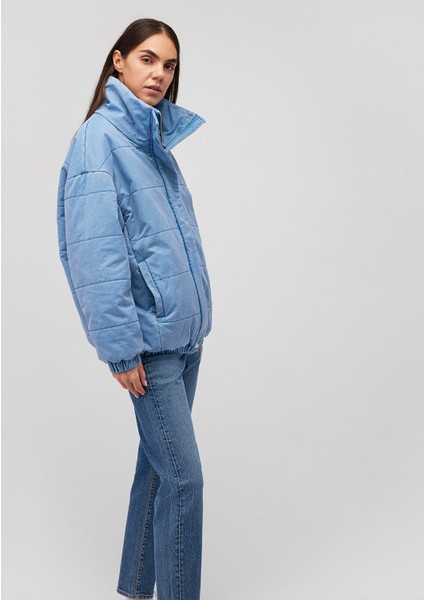 Dik Yaka Denim Şişme Mont 1110321-84184