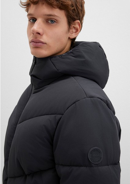 Kapüşonlu Siyah Şişme Mont 0110360-900