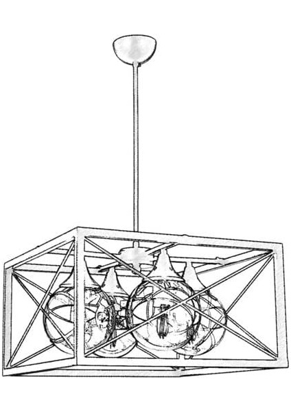 AV-60127-4BSY Siyah Modern Avize, E27, Metal, Cam, 45CM fiyatları