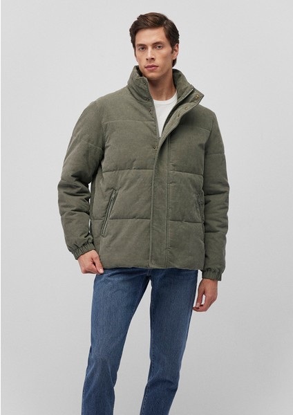 Dik Yaka Yeşil Kadife Ceket 0110476-85485