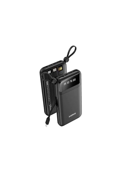 10.000 Mah Göstergeli Kendinden Kablolu Powerbank Siyah PB-120 fiyatları