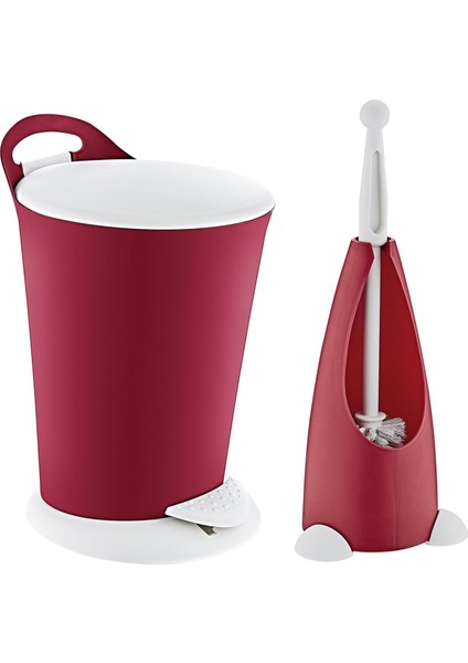 Penguen Pedallı Çöp Kovası ve Klozet Fırçası Set Carmen