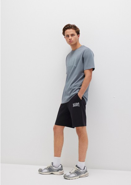 Mavi Logo Baskılı Siyah Şort 0410224-900