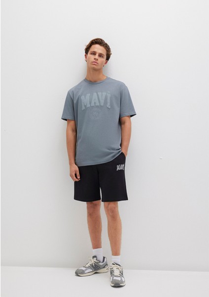 Mavi Logo Baskılı Siyah Şort 0410224-900