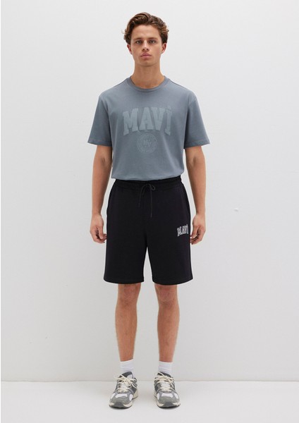 Mavi Logo Baskılı Siyah Şort 0410224-900