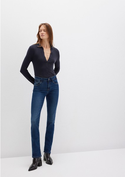 Mona Gold Klasik Vintage Koyu Mavi Jean Pantolon 1049787784