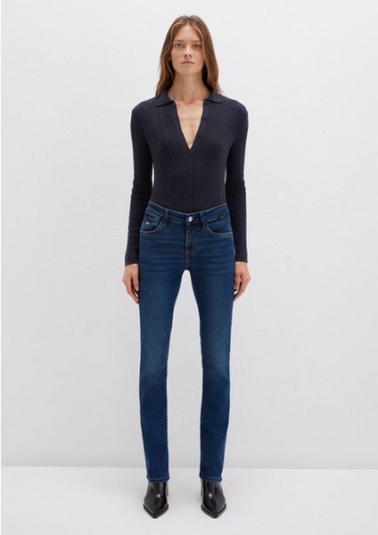Mona Gold Klasik Vintage Koyu Mavi Jean Pantolon 1049787784