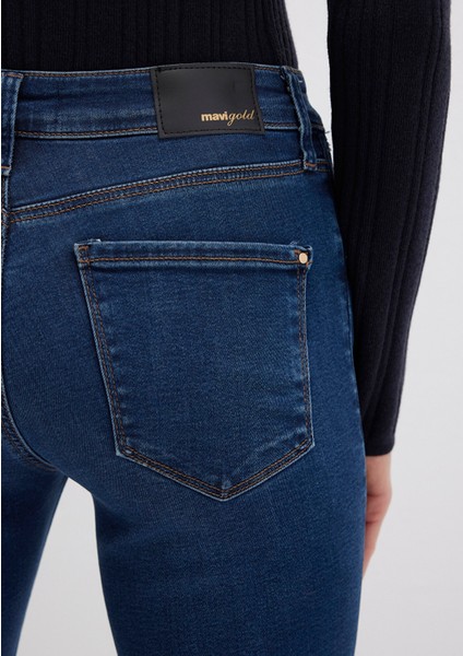 Mona Gold Klasik Vintage Koyu Mavi Jean Pantolon 1049787784