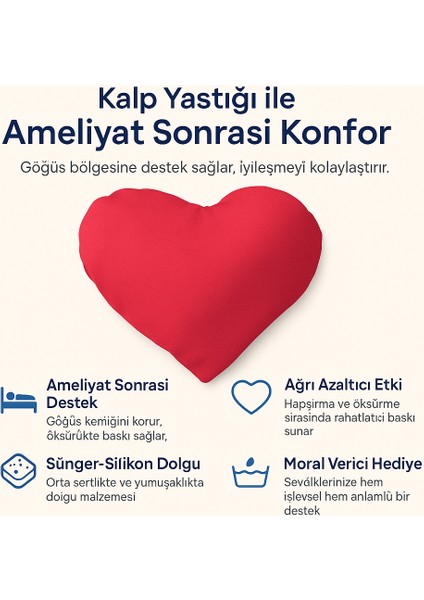 Kalp Yastığı Ameliyat Sonrası Göğüs Desteği Rahatlama ve Ağrı Azaltıcı Yastık