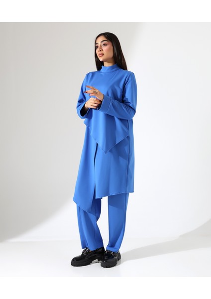 Kadın Asimetrik Boğazlı Iki Parça Büyük Beden Pamuk Takım