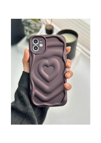 Aksesuar Iphone 12 ile Uyumlu 3D Kabartma Mat Kalp Silikon Kılıf fiyatları