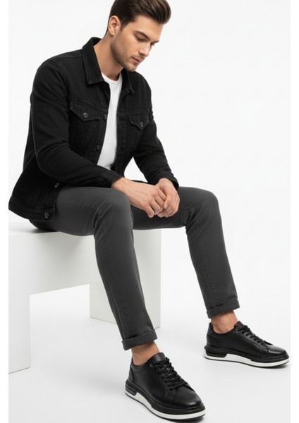 Erkek Hakiki Deri Spor Ayakkabı Ithal Kalın Tabanlı Şık Sneaker fiyatları