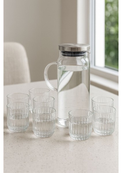 7 Parca Su Setı-Borosilikat Sürahı 1500 ml (1 Adet)+ 6 Adet 280 ml Su Bardağı fırsatları