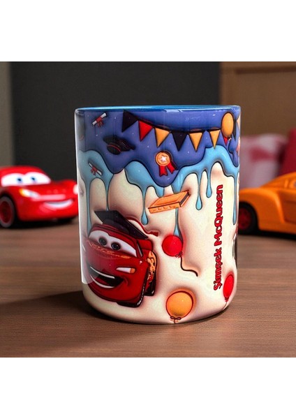 Arabalar Şimşek Mc Queen Tasarım Porselen Kupa Bardak modelleri