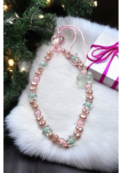 Renkli Boncuklu Mat Turkuaz Ayıcıklı Telefon Charm indirimleri