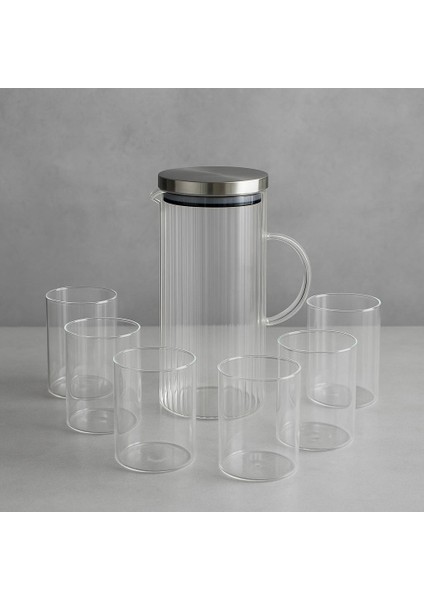 7 Parça Bardak ve Sürahi Seti - Metal Kapaklı 2000 ml Sürahi 6 x 280 ml Bardak fiyatları