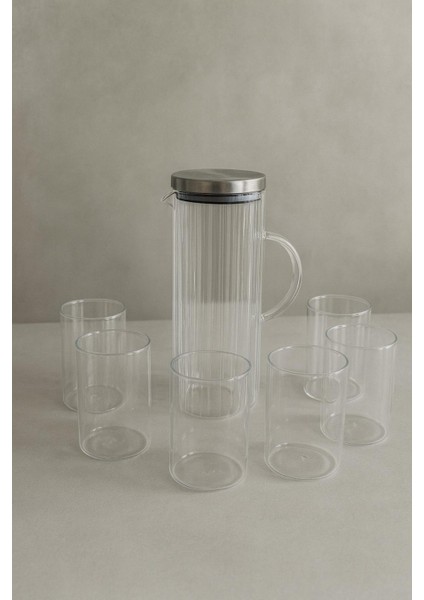 7 Parça Bardak ve Sürahi Seti - Metal Kapaklı 2000 ml Sürahi 6 x 280 ml Bardak modelleri