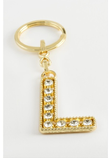 Techmrt Sarı Renkli Taşlı Harf Anahtarlık-L