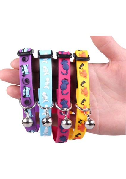 Çıngıraklı Zilli Sevimli Renkli Slikon Kedi Köpek Boyun Tasması (5148)