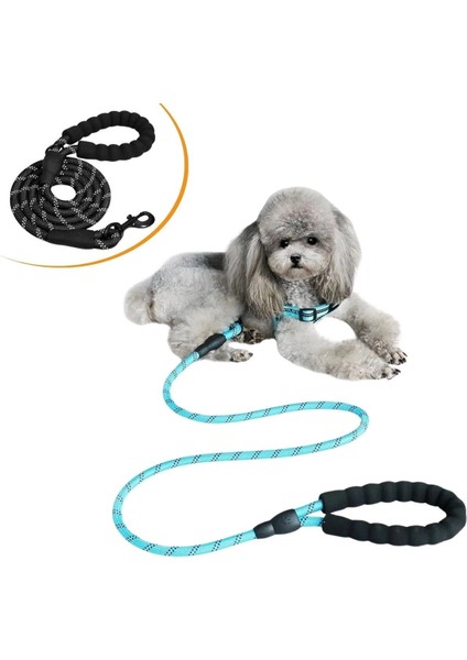 Reflektörlü Fosforlu Köpek Gezdirme Halatı Tasma Kayışı Metal Kancalı 130 cm (5148)