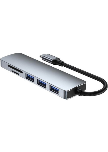 USB Type-C To 4K@30Hz HDMI Kablosu + Kart Okuyucu + Usb3.0 Çoklayıcı Hub Çevirici Dönüştürücü Kablo indirimleri