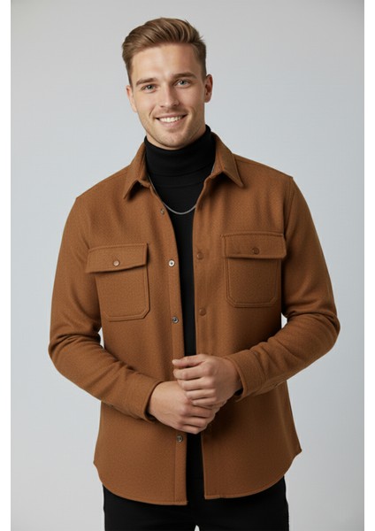 Dar Kesim Cepleri Kapaklı Çıtçıtlı Ince Kaşe Ceket Mont 2500559