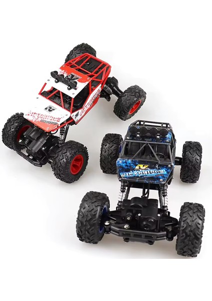 1:16 Ölçek Oyuncak 4x4 Uzaktan Kumandalı Rock Crawler Off Road Aracı 4 Çeker Şarjlı 20 Dk Kullanım Kırmızı ve Mavi Oyuncak Off Road