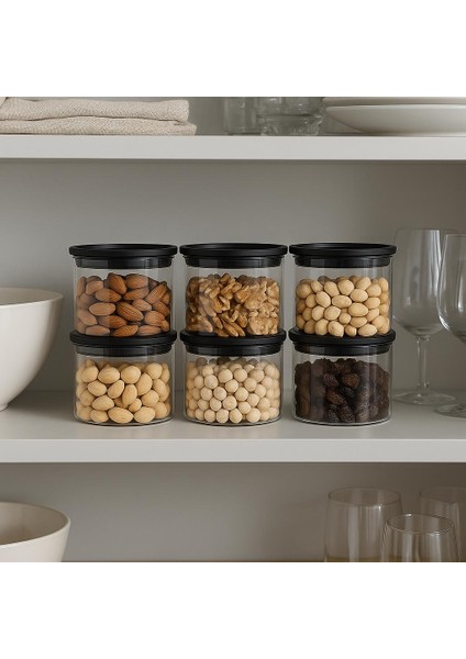 Borosilikat Cizgili Cam Kahvaltılık Seti - Sızdırmaz Silikonlu Plastik Kapak - 90 x 70 mm (X6)Özgün Ev indirimleri