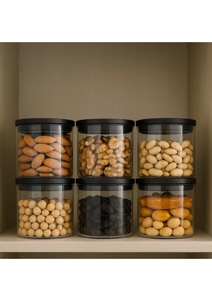 Borosilikat Cizgili Cam Kahvaltılık Seti - Sızdırmaz Silikonlu Plastik Kapak - 90 x 70 mm (X6)Özgün Ev