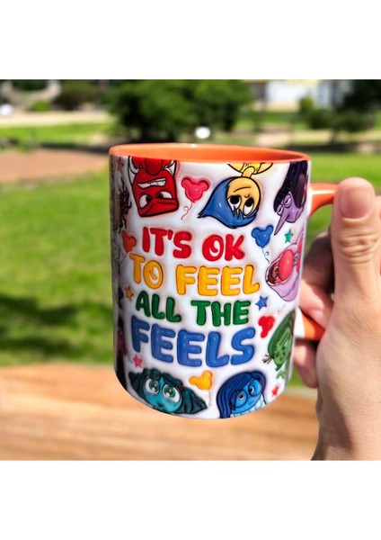 Ters Yüz 2-Inside Out 2 Tasarım Porselen Kupa- Ters Yüz Hediyelik Kupa Doğum Günü Hediyesi Kupa