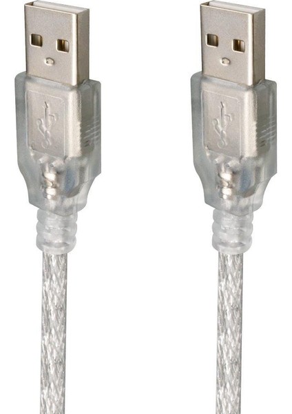 3 Metre USB Erkek-Erkek Kablo Şeffaf