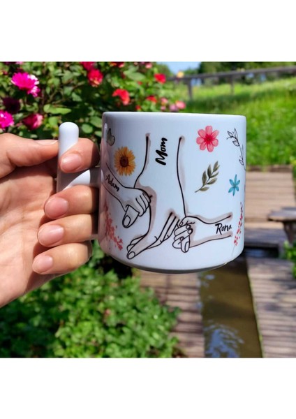 Isim Yazılablir Anneye Veya Çocuklara Hediye Baskılı Tasarım Porselen T Kupa Bardak
