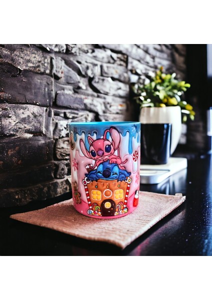 Stitch ve Angel Hediyelik Porselen Kupa- Doğum Günü Hediyesi Ev Ofis Kupası modelleri