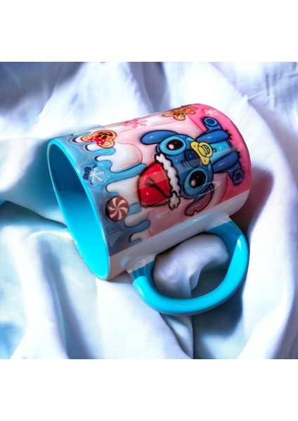 Stitch ve Angel Hediyelik Porselen Kupa- Doğum Günü Hediyesi Ev Ofis Kupası