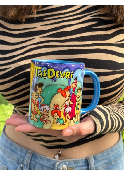 Taş Devri Çakmaktaş Yabba Dabba Doo! Kaliteli Porselen Mega Kupa Bardaj-Hediyelik Çay Kahve Kupası