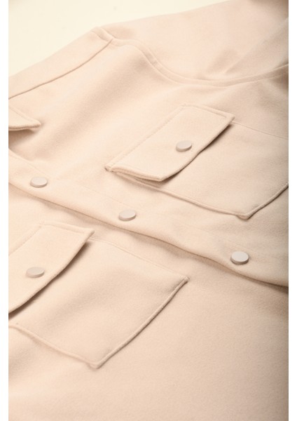 Dar Kesim Cepleri Kapaklı Çıtçıtlı Ince Kaşe Ceket Mont 2500559 fırsatları