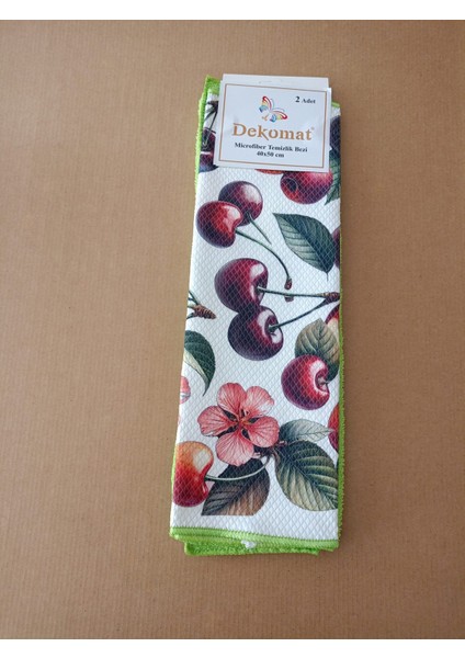 Microfiber Temizlik Bezi 40X50 Cm2 Adet (Bir Adet Baskılı Bir Adet Naturel