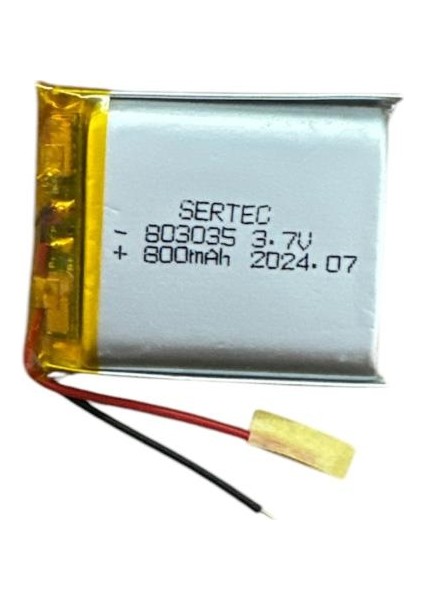 803035 3.7V 800 MAh Li-Polymer Pil (Devreli/1.5A)