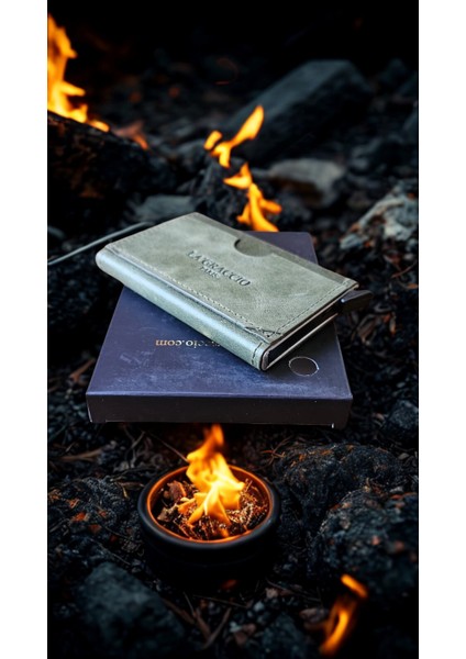 Crazy Yeşil Hakiki Deri Kartlık