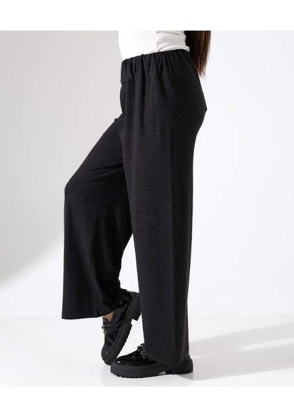 Kadın Beli Lastikli Yün Viskon Büyük Beden Pantolon