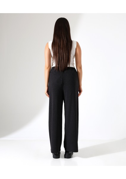 Kadın Beli Lastikli Yün Viskon Büyük Beden Pantolon