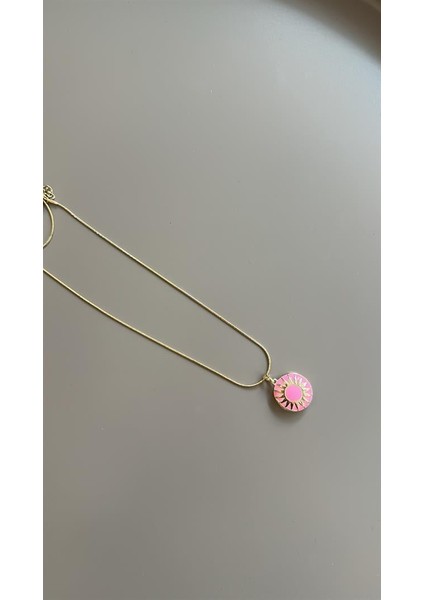 Mineli Kapaklı Kolye - Pembe