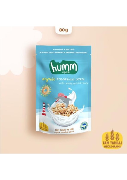 Humm Organik Tam Tahıllı ve Ballı Kahvaltılık Gevrek 80 gr