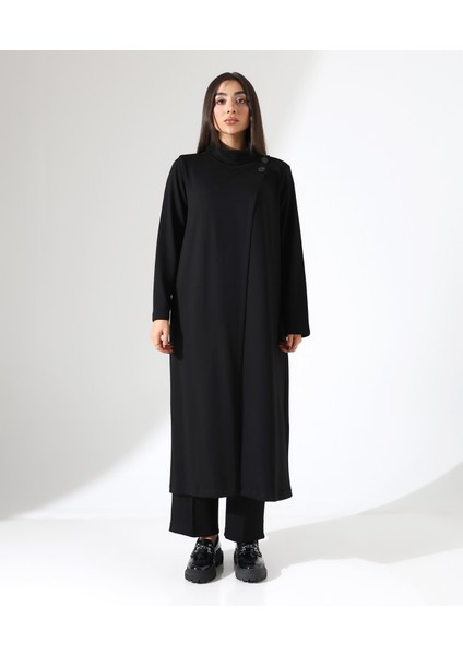 Kadın Yumuşak Modal Asimetrik Boğazlı Büyük Beden Takım